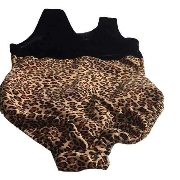 Girls Bathing Suit Velvet & Animal Print Black /Brown SZ S - Picture 1 of 3